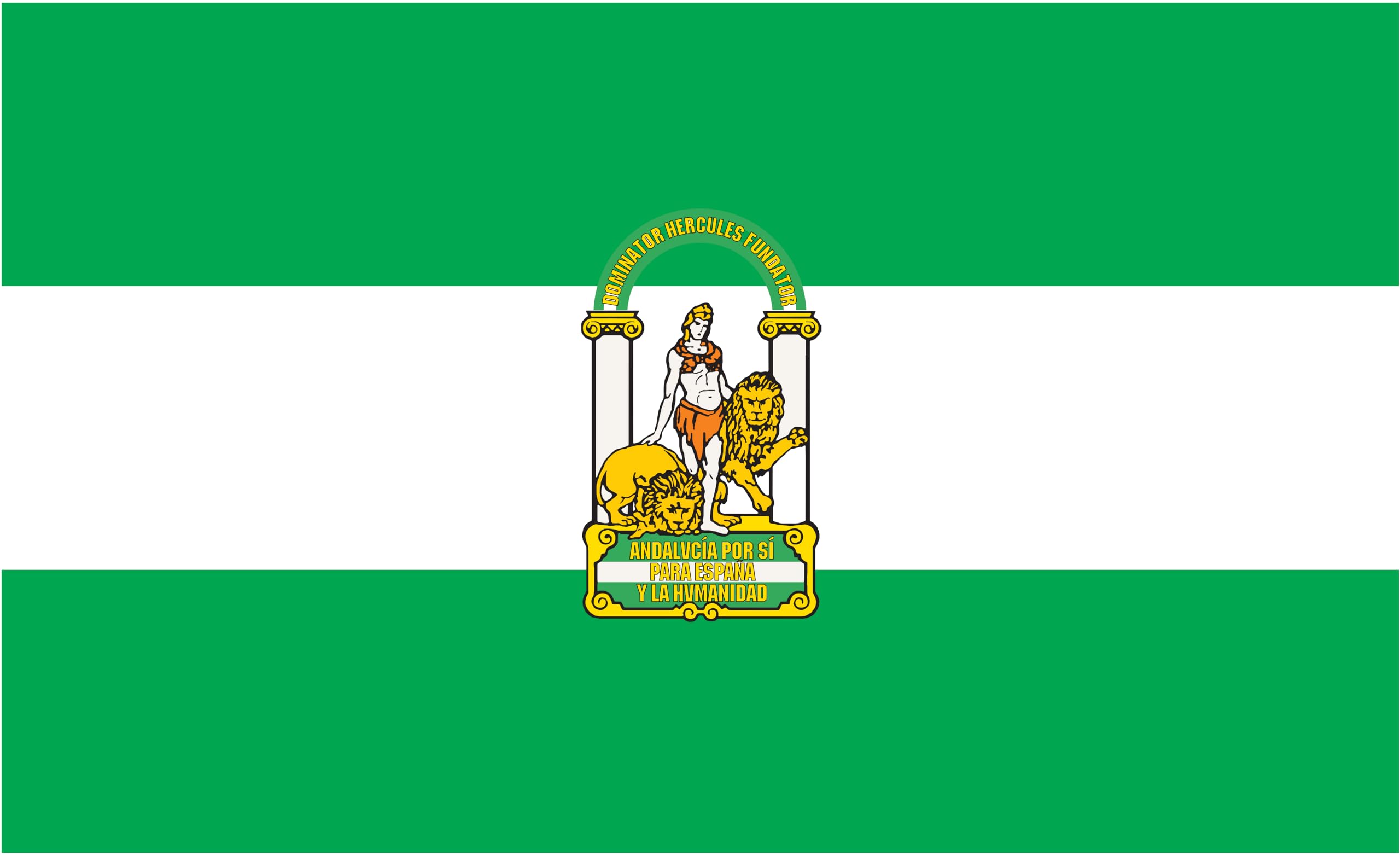 Drapeau de l'Andalousie 200 x 120 cm résistant au vent pour pavoisement extérieur