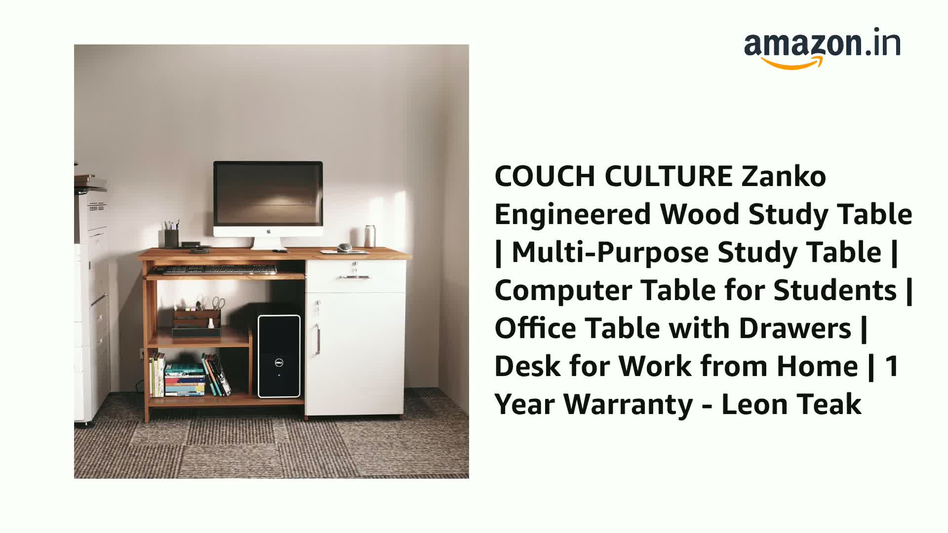 COUCH CULTURE Zanko Engineered Wood Study Table | Multi-Purpose