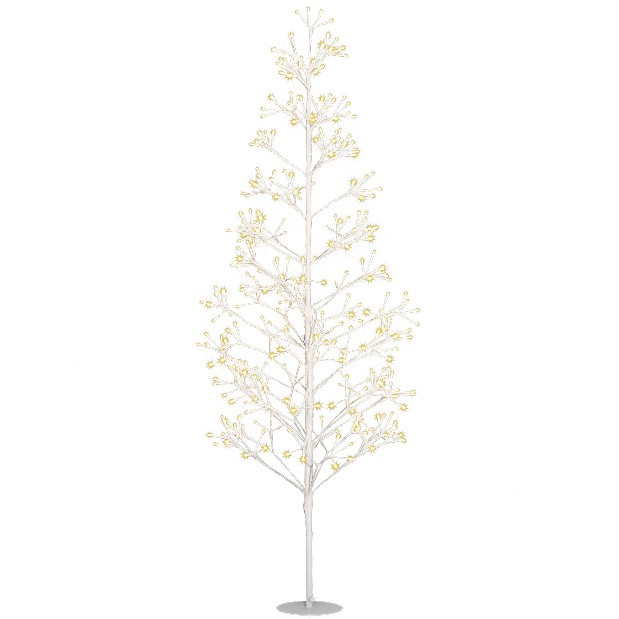 HOMCOM Albero di Natale Artificiale 384 Luci LED Bianche Ø20x180 cm Bianco