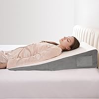 Vekkia 34" Extra-Long Wedge Pillow for Acid Reflux, Snoring & Post-Surgery Relief - 7.5" Height, Back Arm Support, Washable Cover, Side Pockets
