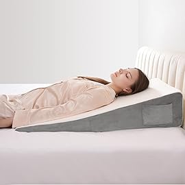 Vekkia 34 Extra-Long Wedge Pillow, Back & Arm Support, Bed Wedge Pillow for Sleeping After Surgery, Acid Reflux, Snoring Relief, Removable Washable Cover & Double Side Pockets, 7.5 Height, White