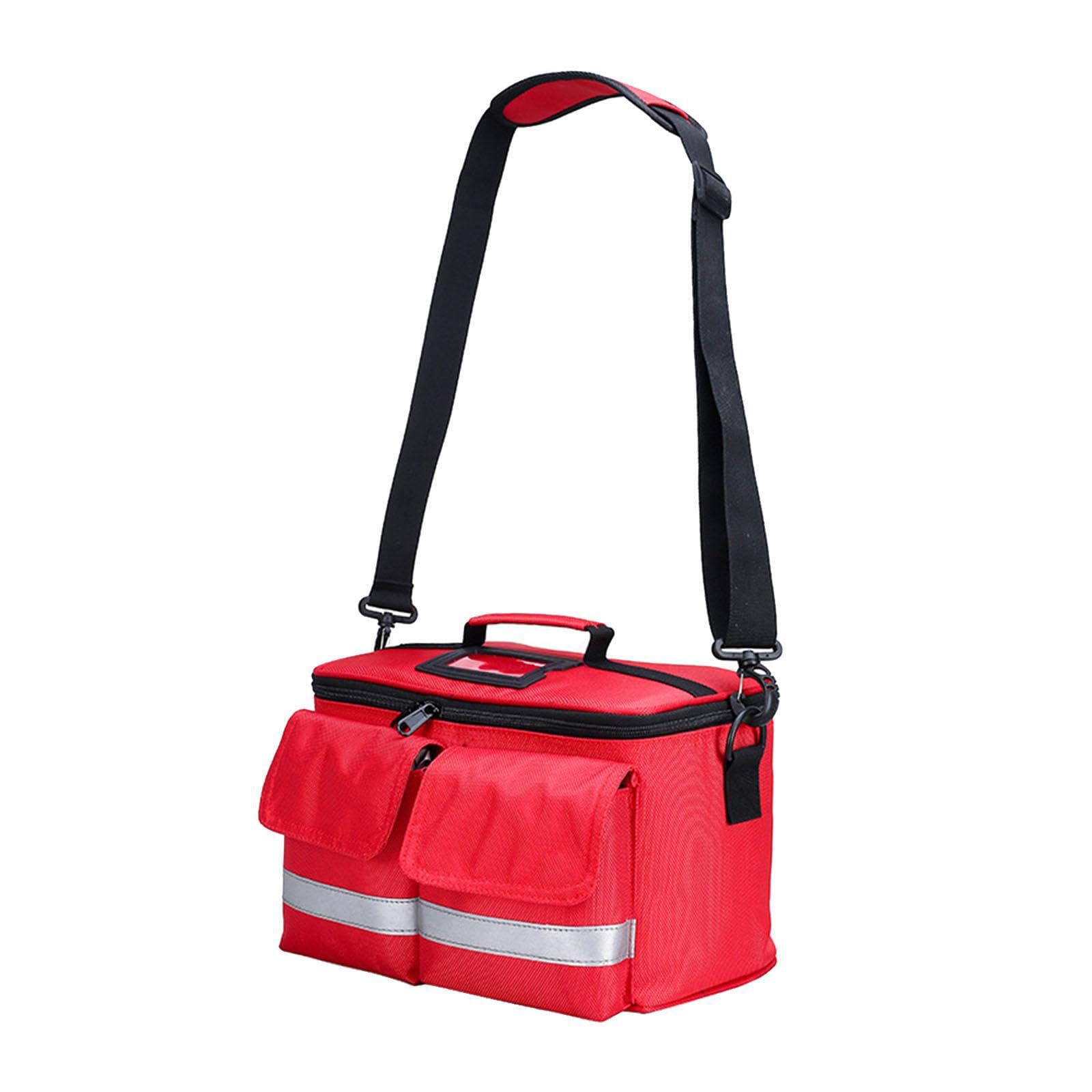 Bolsa de botiquín de primeros auxilios, bolsa almacenamiento vacía, primeros auxilios para senderismo, oficina, viajes, azul oscuro, rojo, 32x19x18cm