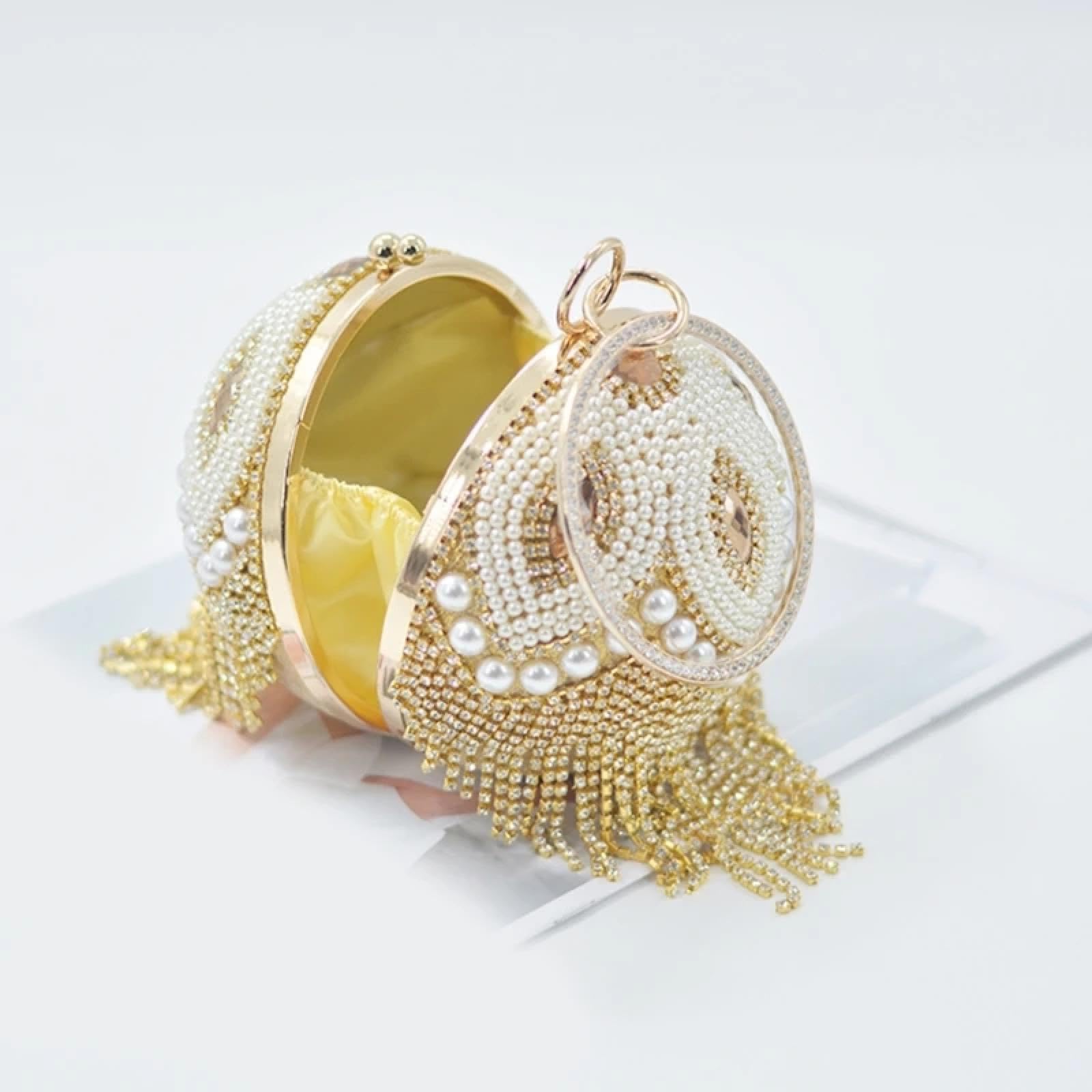 Abendtasche Damen Clutch Runde Ball Form Abend Tasche Damen Strass Perle Handtasche Elegante Hochzeit Prom Party Clutch Schulter Tasche