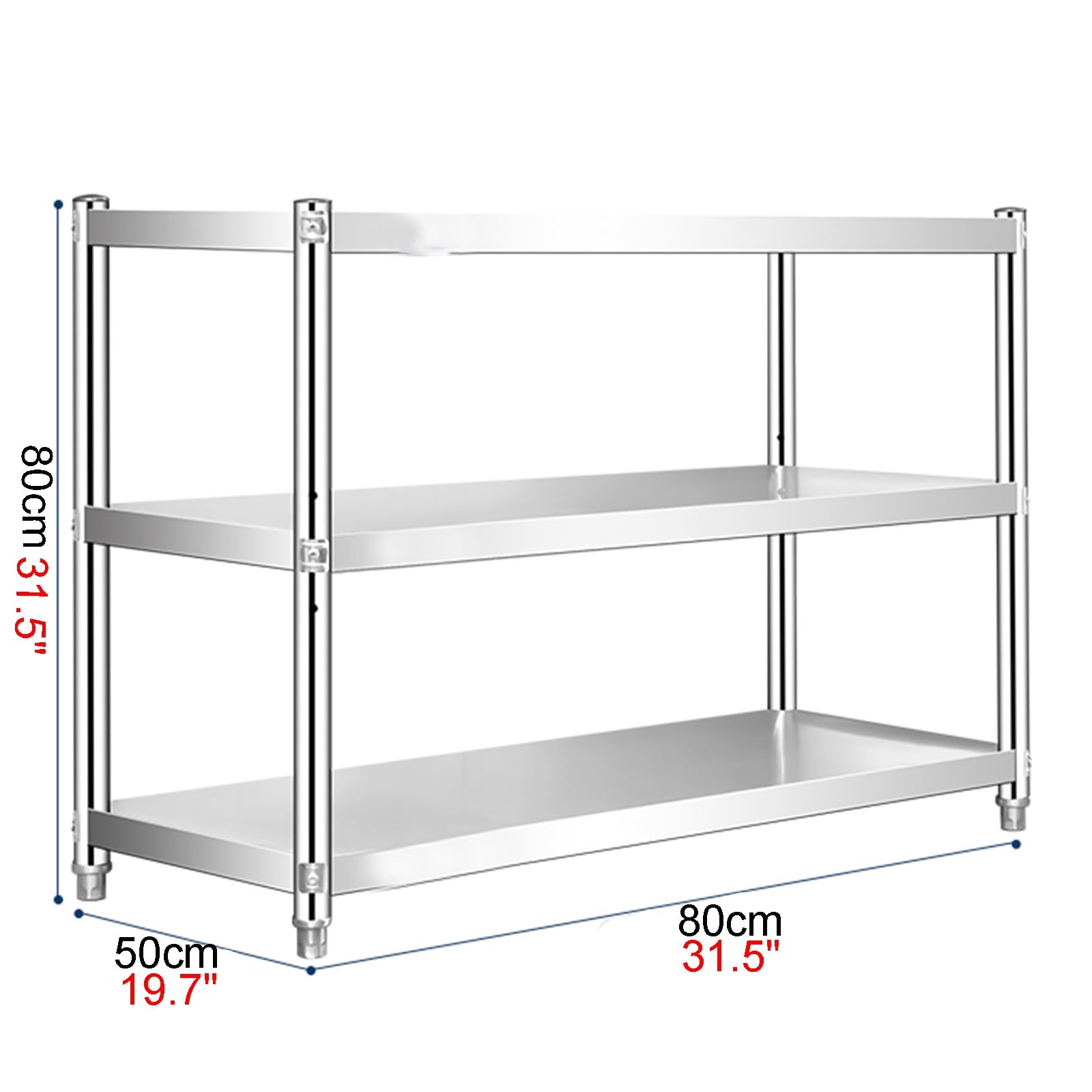 stół roboczy ze stali inless Steel, 3-tier Floor-nding Sto Rack, regulowana szafka wysokościowa do użytku domowego, idealny do pieca i se organizat