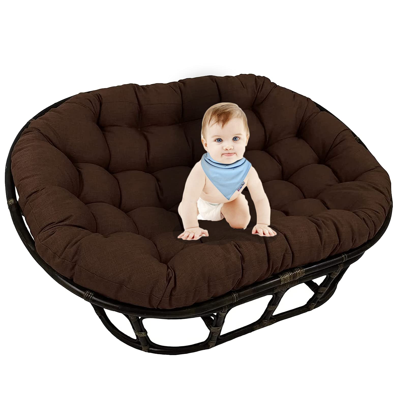 Doppio cuscino impermeabile oversize per sedia a dondolo da esterno, cuscino extra spesso da giardino, 170,2 x 119,4 x 15,2 cm, marrone, perfetto per patio e relax