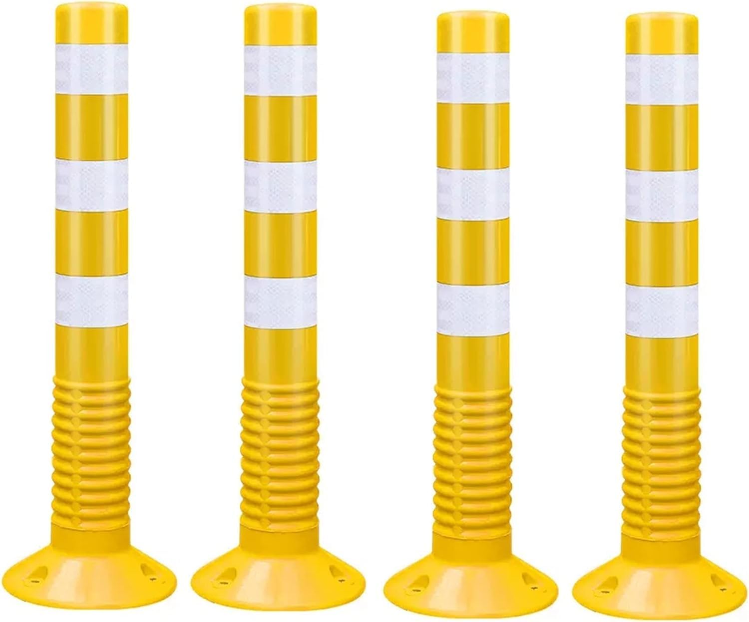 Poteau De Signalisation De Stationnement, Cône De Chantier, Borne De Signalisation Routière De 76 Cm (30 Po), Lot De 4, Poteau De Stationnement en Plastique Ave(Jaune)
