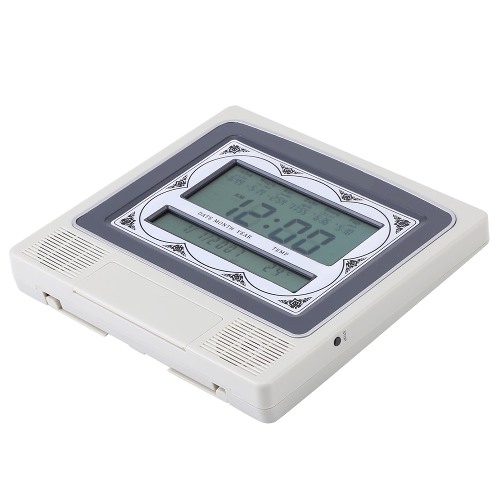 Reloj de Tiempo de Oración Musulmana Azala Azan Islámica con 1500 Ciudades Música Makkah Música Pantalla de Temperatura de Repetición para Orar Diario