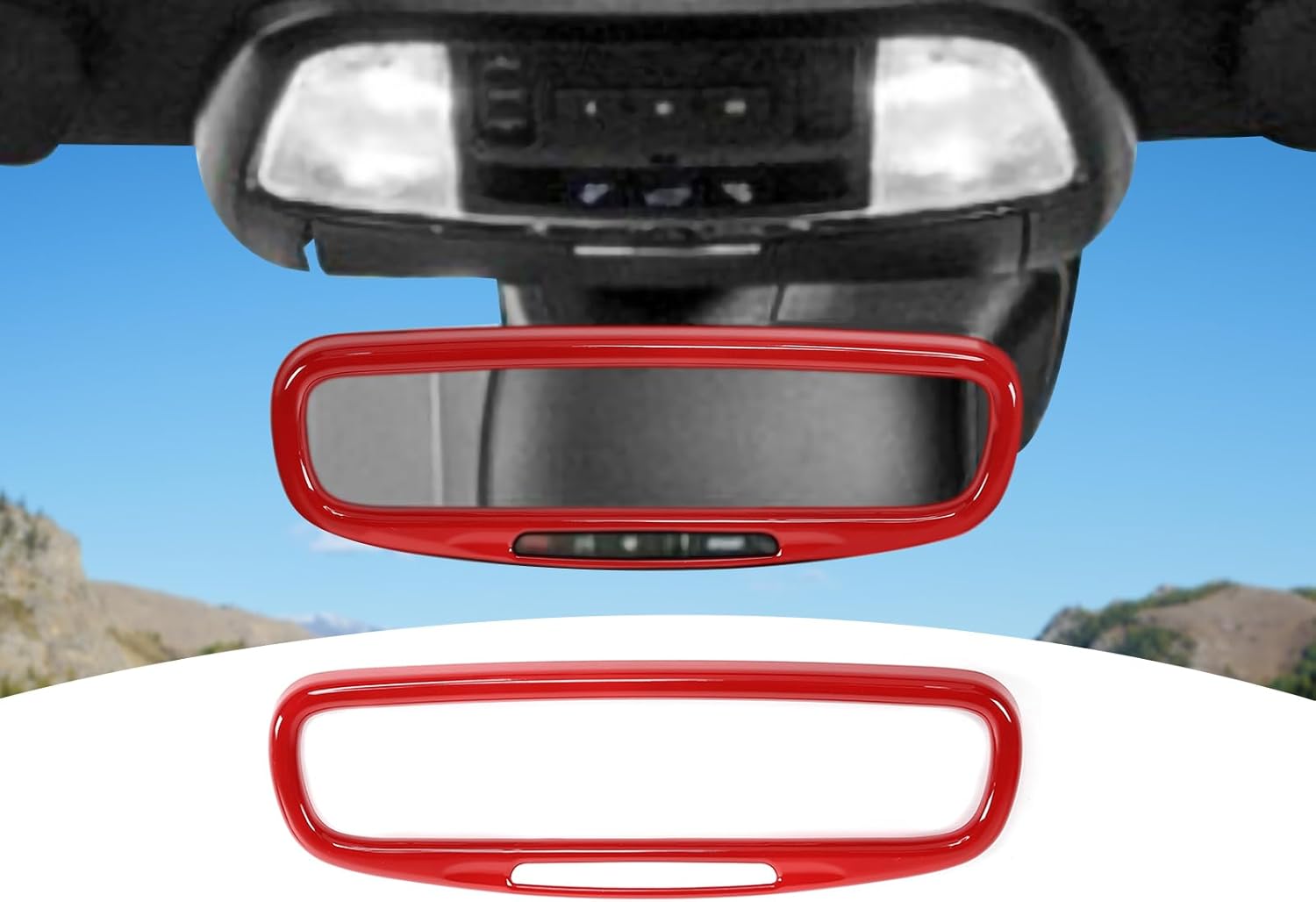 for Durango Inner Rearview Mirror Trim Cover for Dodge Durango 2017-Present Red Interior Accessories 1pc