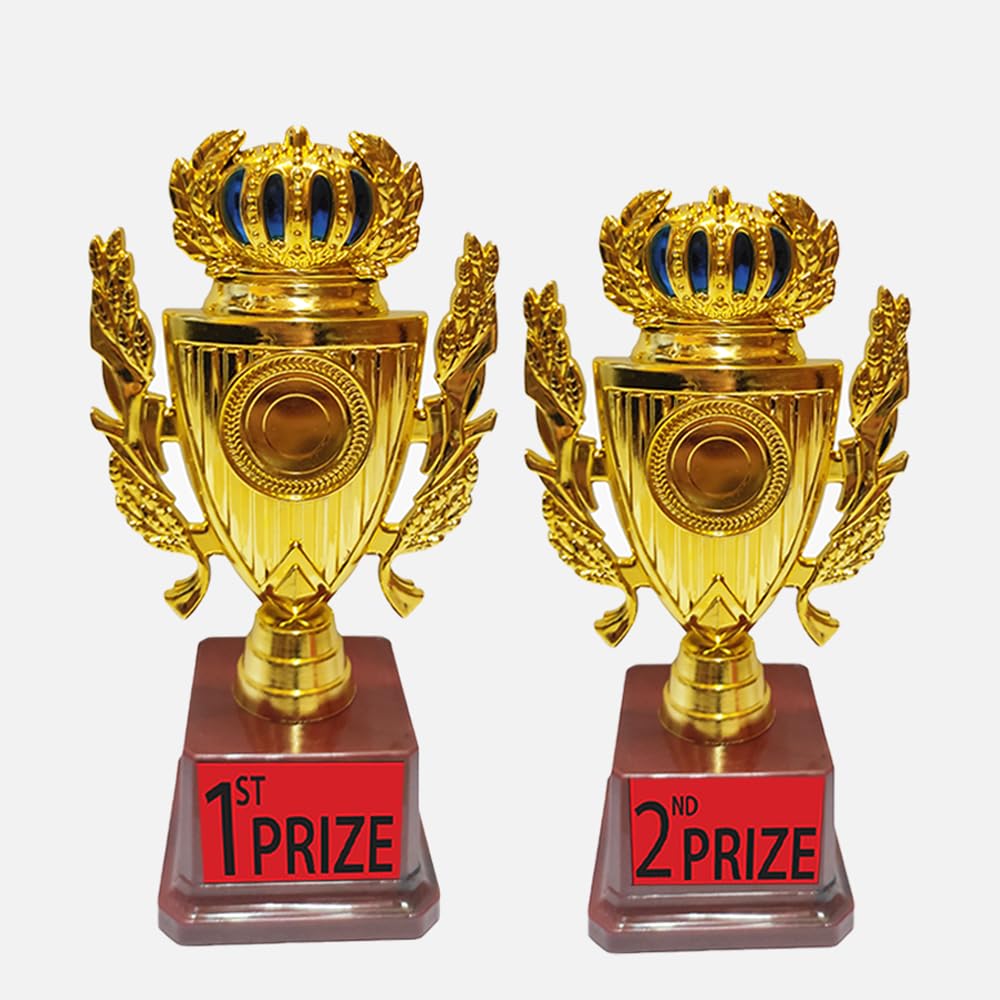 BAREEZÉ Pure Golden Trophy for Sport, Academy, Corporate, Schools, Functions 1st/2nd Prize Trophy (9" Inch / 8" Inch) (B0CHZ5D8D2) Amazon Price History, Amazon Price Tracker