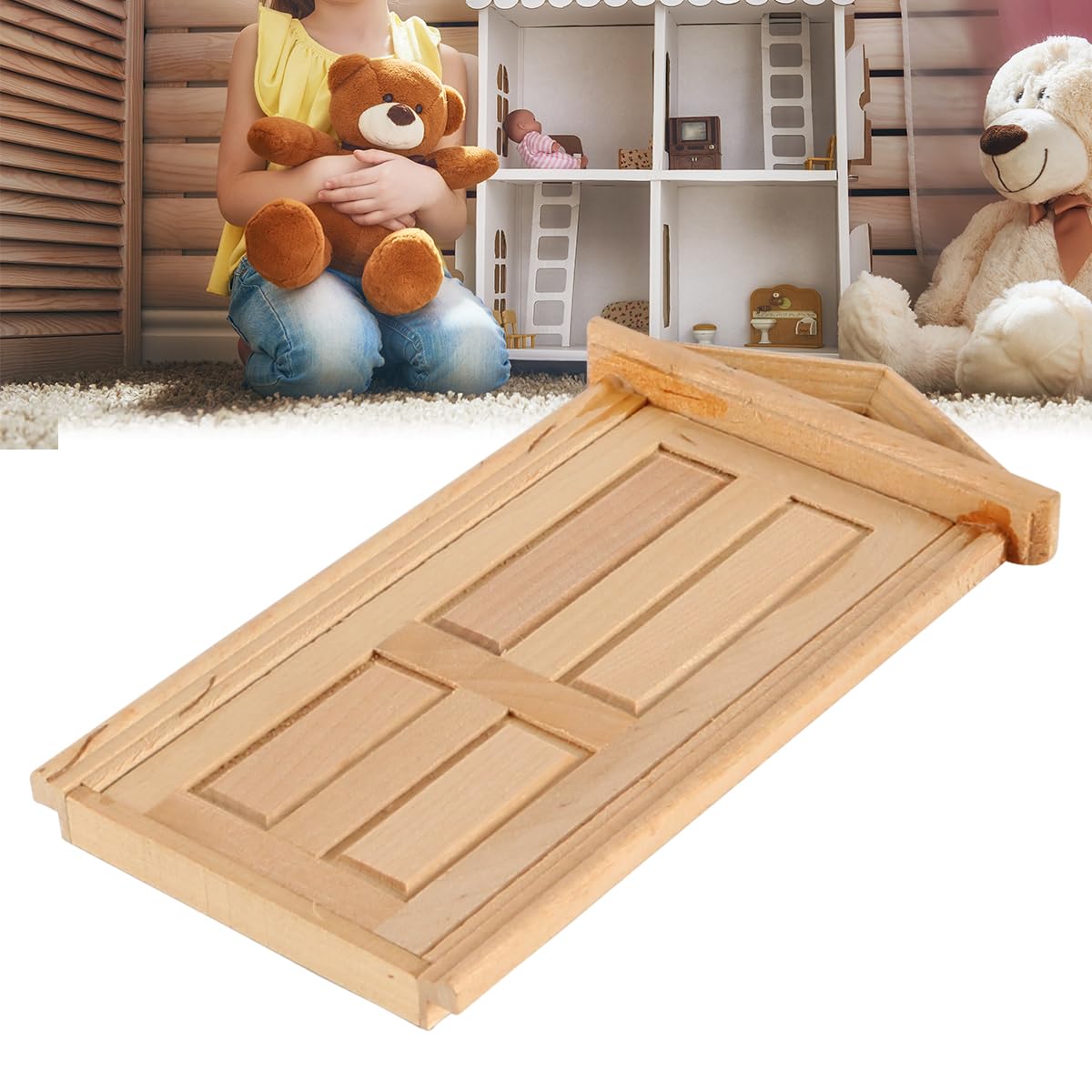 Miniaturowe drewniane drzwi do domku dla lalek, skala 1:12, symulacja wn?trza, DIY, symulacja DIY, domek dla lalek, akcesoria meblowe do domku dla lalek, dekoracja mebli do domku dla lalek