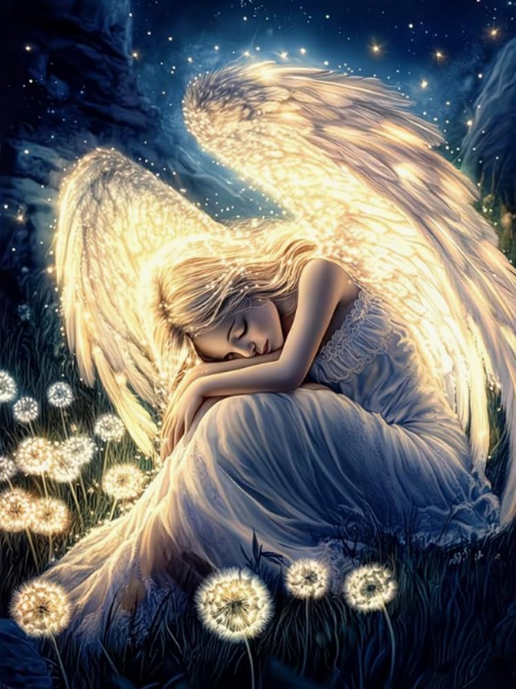 COKYIS Stamped Cross Stitch Kits 11CT Counted Printed Cross Stitch Kit Angel Preprinted Pattern Embroidery Starter Kit for Beginner and Adults 40x50cm
