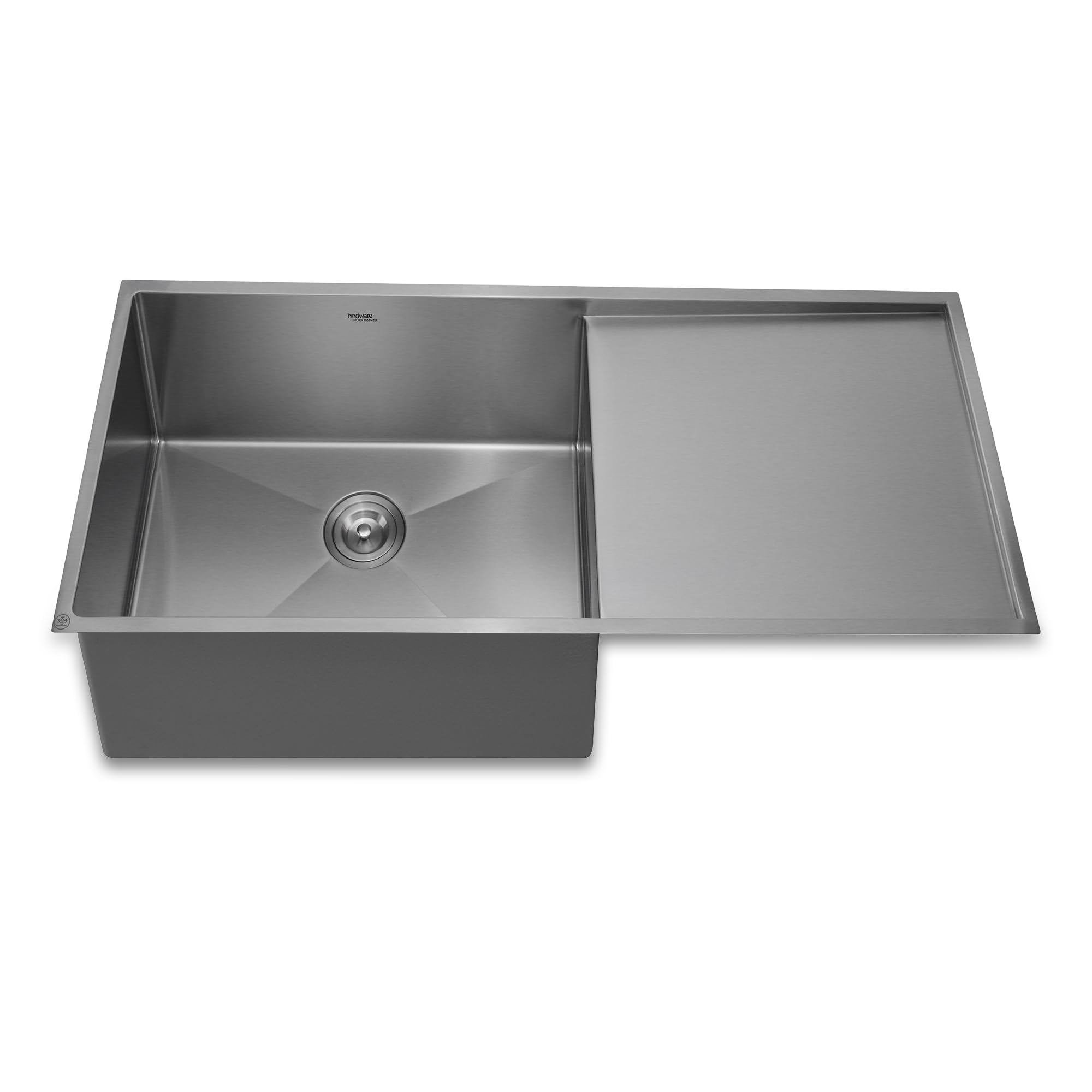 Hindware Kitchen Sink 45"x19"x9"| 304 Grade Stainless Steel | Handmade Single Bowl Sink | Single Drain Board with Waste Coupling | 25 Yrs Warranty on Product by Brand (Marino Neo)-image-43