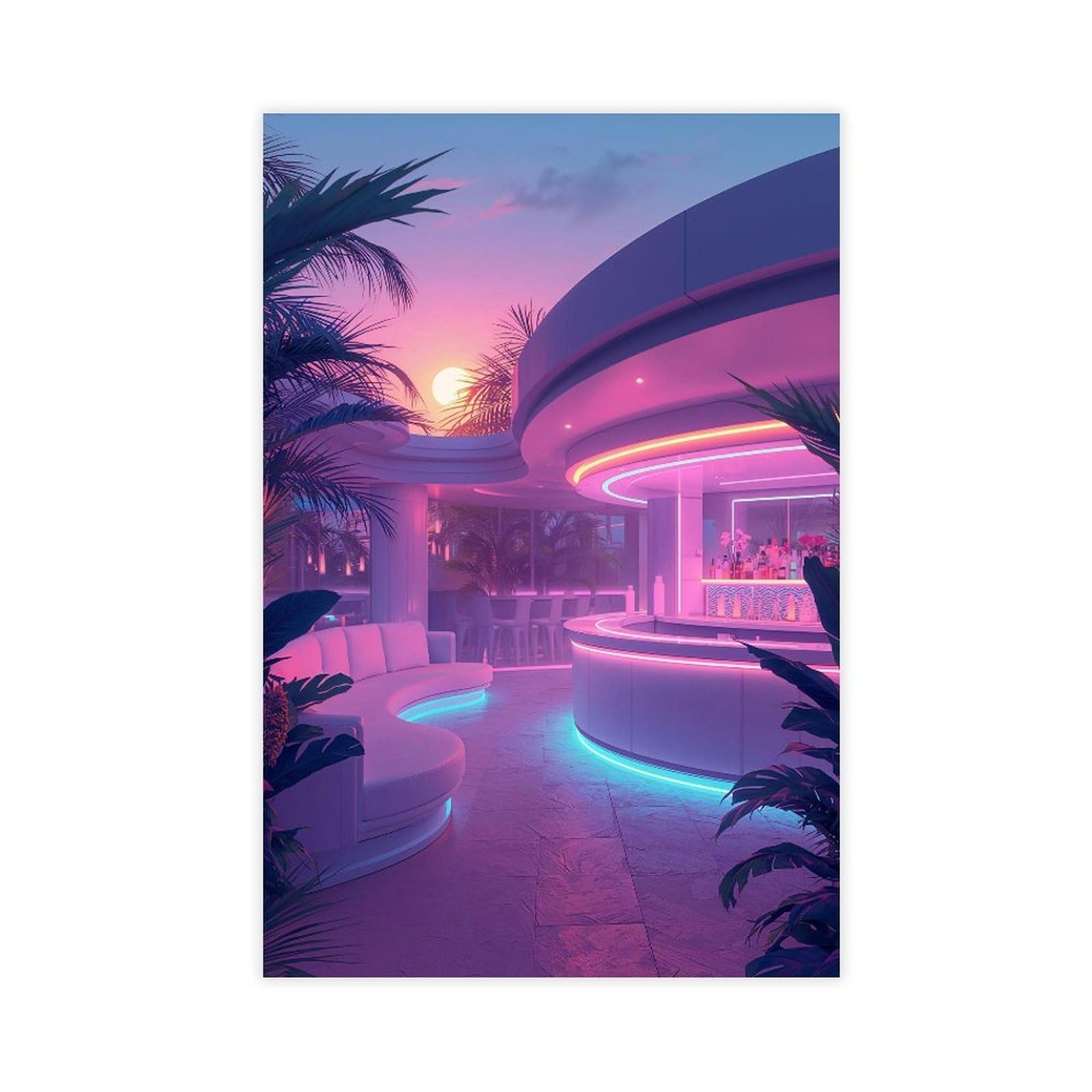 MRYCQ Tropical Neon Lounge Poster Canvas Poster for Bedroom Decor Gift