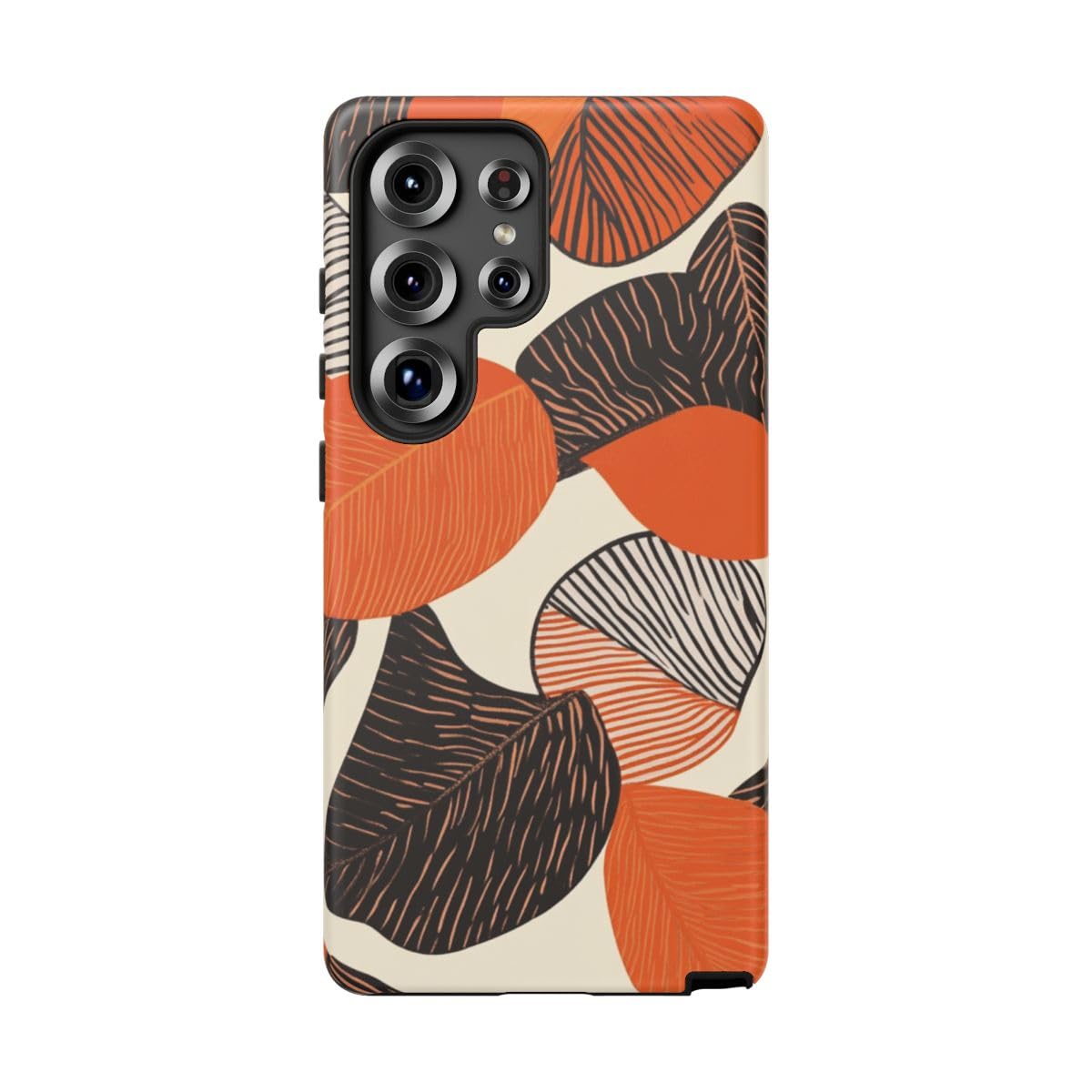Coque Samsung S25 Ultra rigide mate orange feuilles d'automne