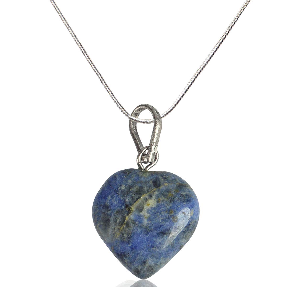 Natural Sodalite Pendant Heart Shape Crystal Stone Pendant with Chain for Reiki Healing and Crystal Healing Stone Pendant Size 15-20 mm (Color : Blue)-image-22