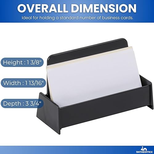 Miniatura 4 de 1InTheOffice Soporte para tarjetas de visita, soporte para tarjetas de visita, plástico, negro, paquete de 2
