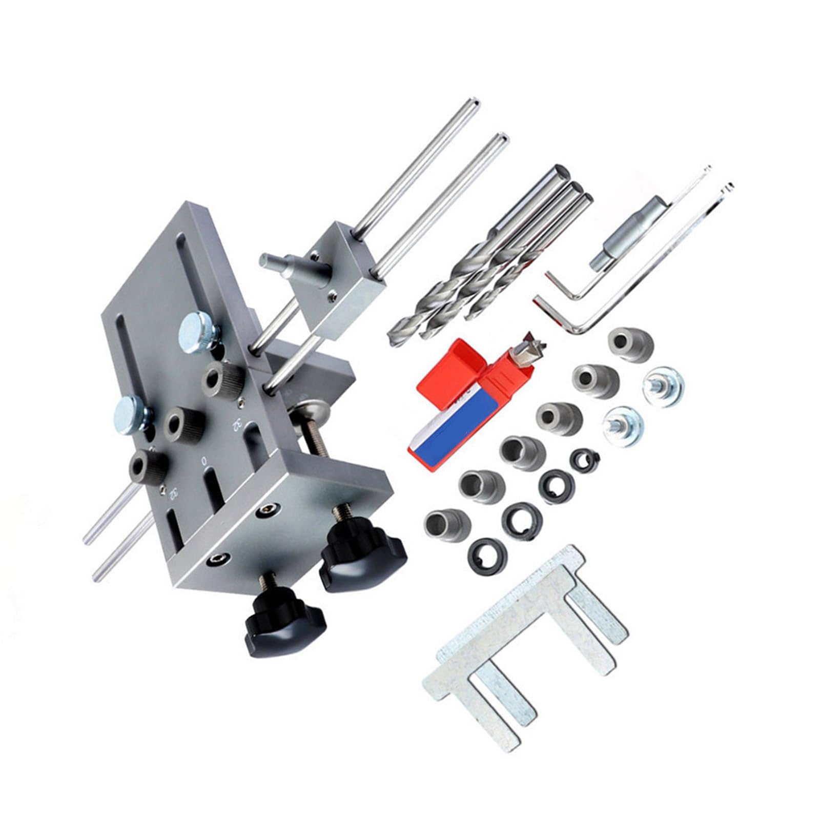 Guía ergonómica y eficiente 3 en 1 para taladro de carpintería, localizador de agujeros de aleación de aluminio para carpinteros profesionales y aficionados al bricolaje, localizador de agujeros de