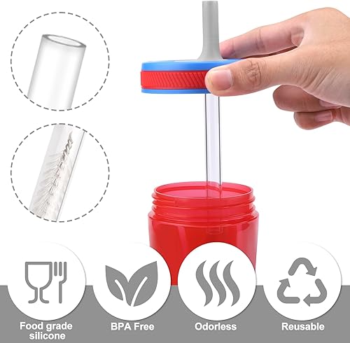 Miniatura 4 de Pajitas de repuesto y válvula de mordida compatible con botella de agua Zak Designs Kelso de 15 onzas, 4 popotes de silicona reutilizables con