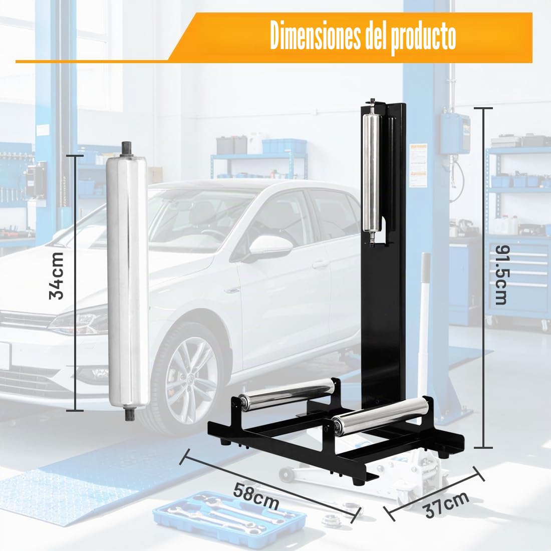Soporte para Limpiar Llantas,50 kg 58x36.5x89 cm Neumáticos Coche | acero de alta resistencia, 360° de giro, fácil instalación, para pulir y recubrir, ruedas de 360°, stand para taller