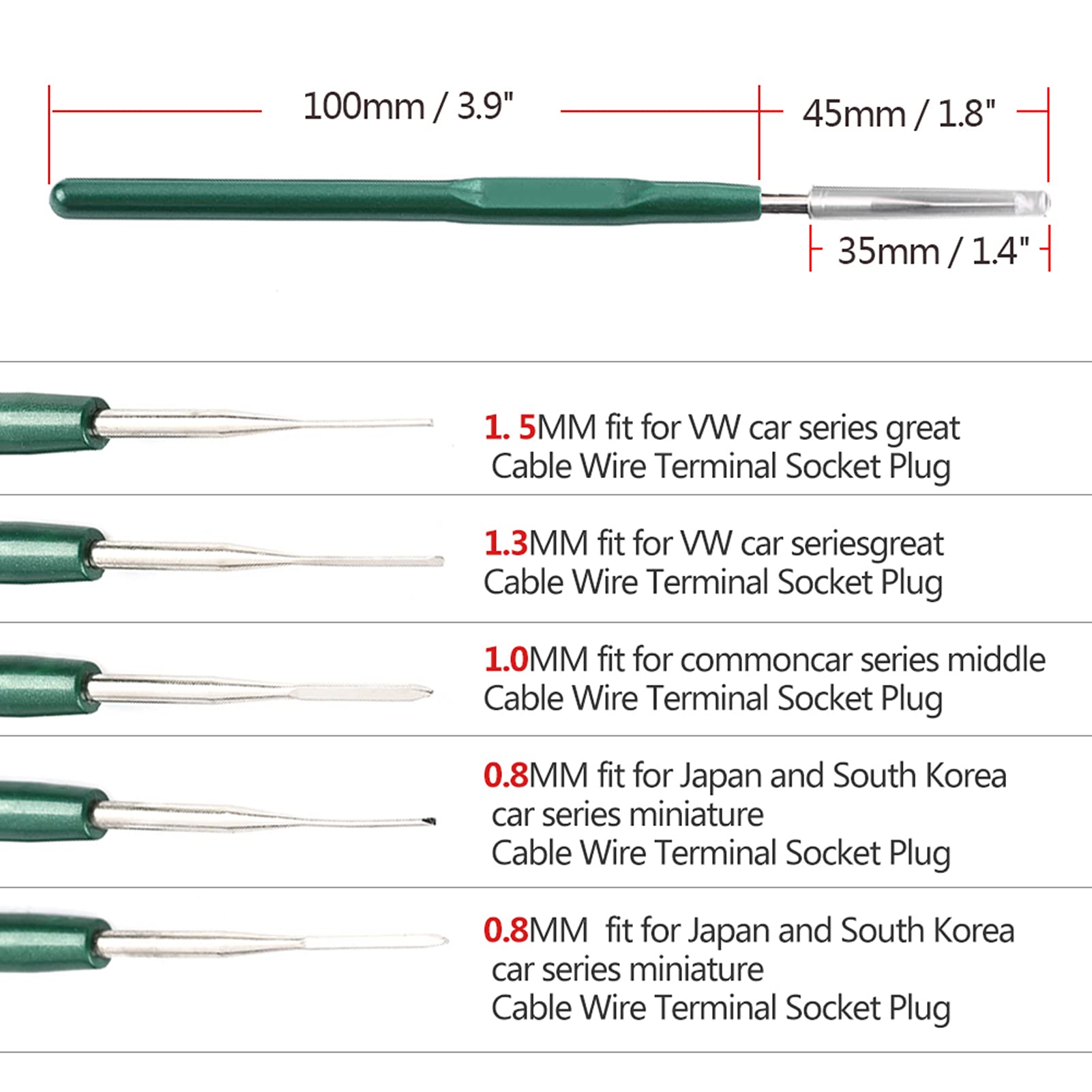 Wiring Dismount Tool ,5pcs (1 Set) Automotive Wiring Harness Terminal Socket Plug Pin Removal Dismount Tool Kit - Image 3
