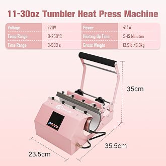 ColorSub Mug Press Tumbler Heat Press Machine, Sublimation Mug for 11-30oz Heat Press Printer, Cup Press Machine DIY Blank Transfer Presse Glasses (Pink)