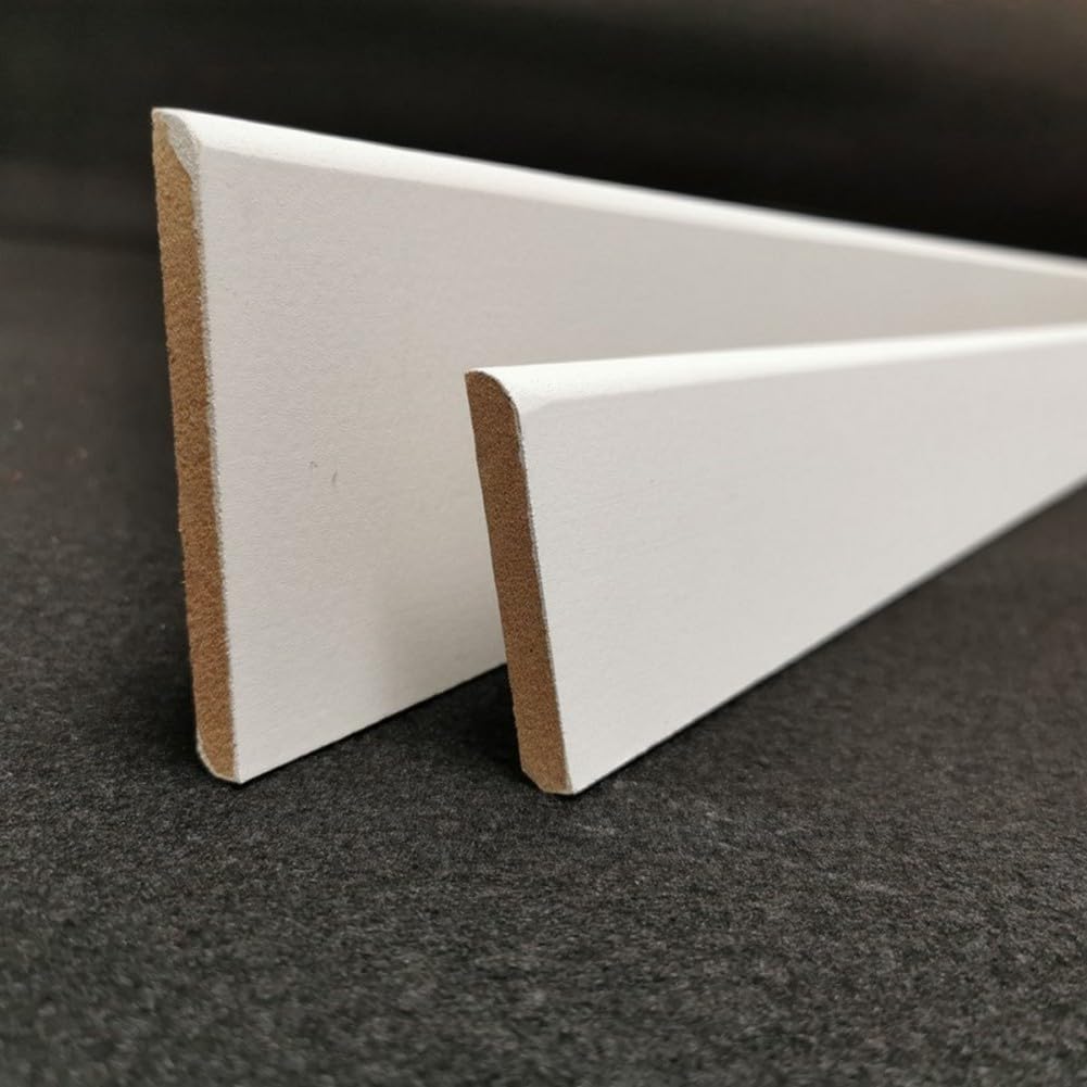 MadeInNature, Plinthe Bois Blanc Pré-peint, Fabriquée en France, Finition Arrondie hauteur 7cm, Longueur aux choix (20 ml)