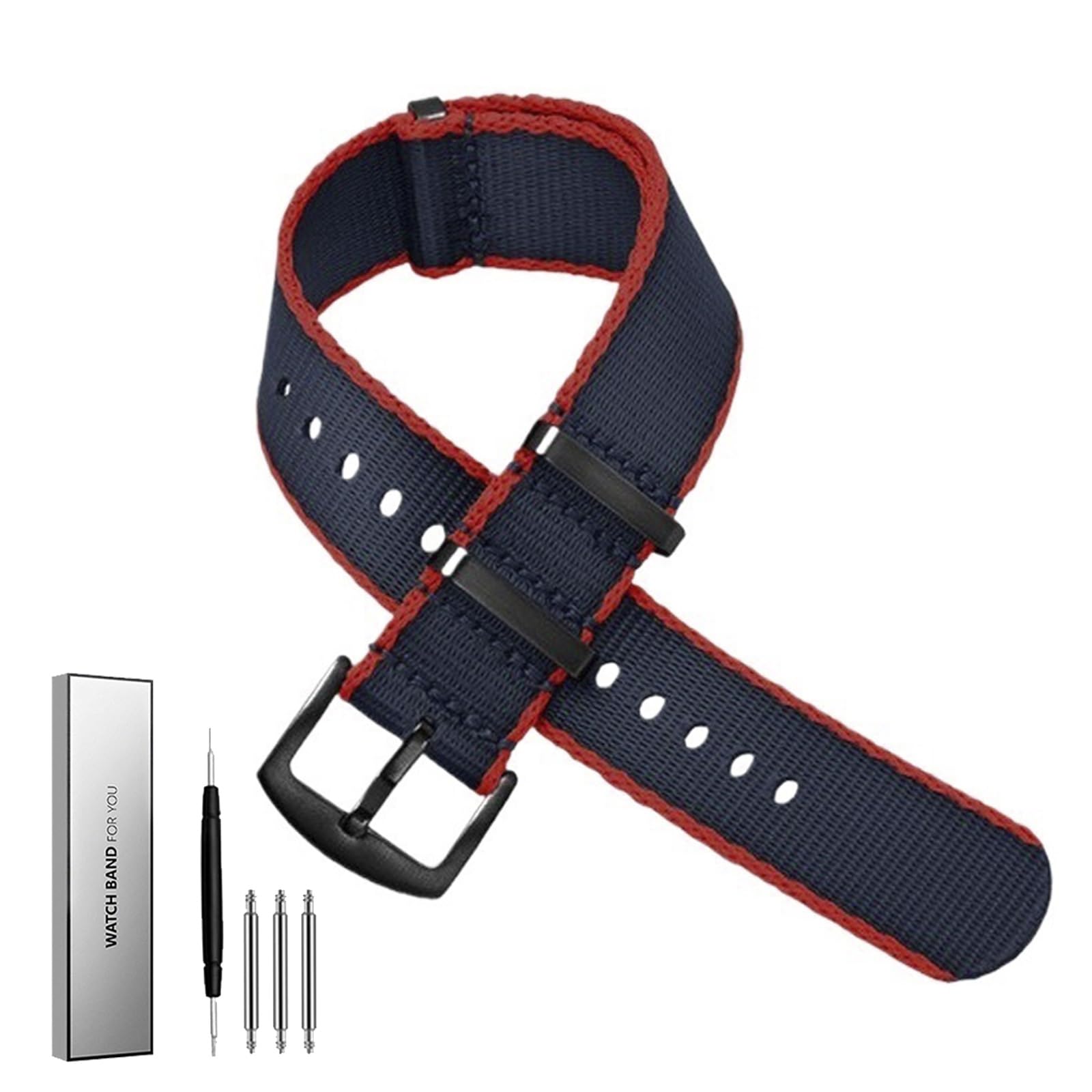 Bracelets élastiques en nylon tressé à boucle régl Bracelet de montre en Nylon 20mm 22mm, ceinture de sécurité, bracelet à dégagement rapide for remplacement de montre, bracelet de montre en nylon
