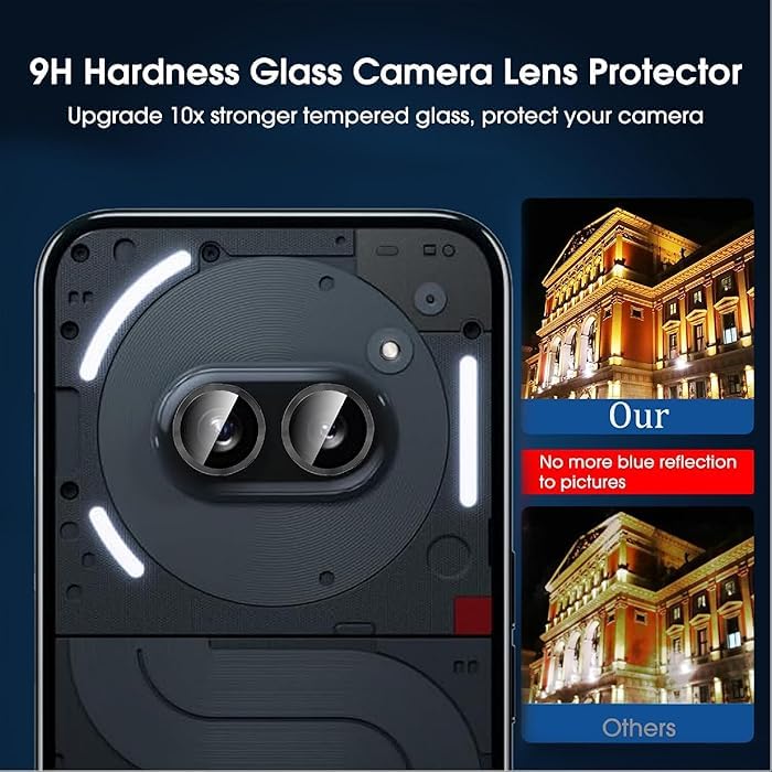 Amazon Brand - Solimo Camera Glass Lens Protector Ring for Nothing Phone 2A Case Friendly with Edge-to-Edge Protector Coverage and Easy Installation (Silver) 9 61MTzJw5w8L