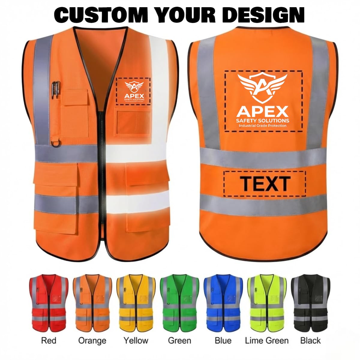 Chaleco de seguridad reflectante de alta visibilidad personalizado para construcción, tráfico y seguridad