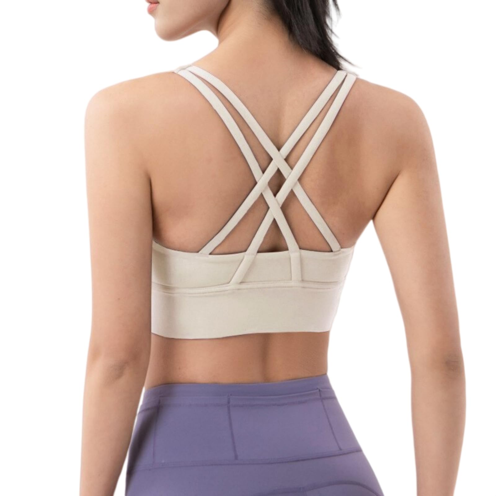 CHENSHI Sujetador Deportivo Mujer Mujeres Fitness Yoga Bras Race Back Sports Nylon Top Bra Ropa Interior Transpirable Sexy para Mujeres-White-l