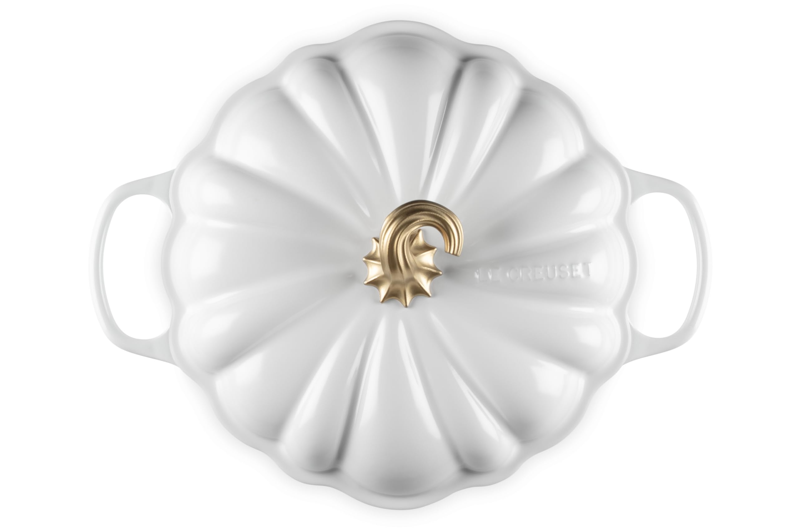 Le Creuset Braiser en forme de citrouille en fonte émaillée, 2,75 l, blanc