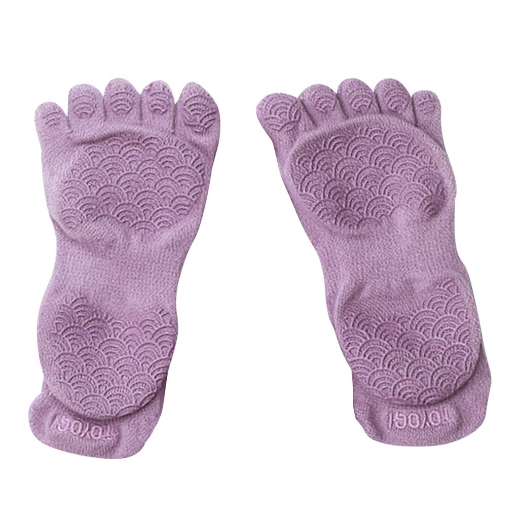 Calcetines de yoga para mujer, de algodón, suela antideslizante, forro de entrenamiento, color gris, talla M