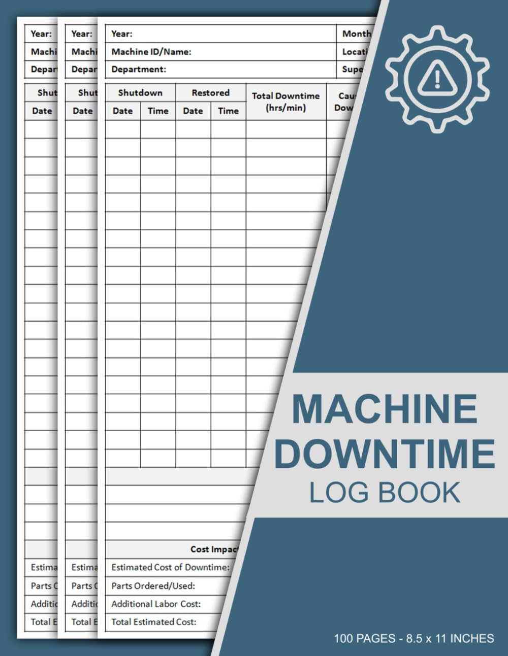 Machine Downtime Log Book: Machine Breakdown Report Form | Equipment ...