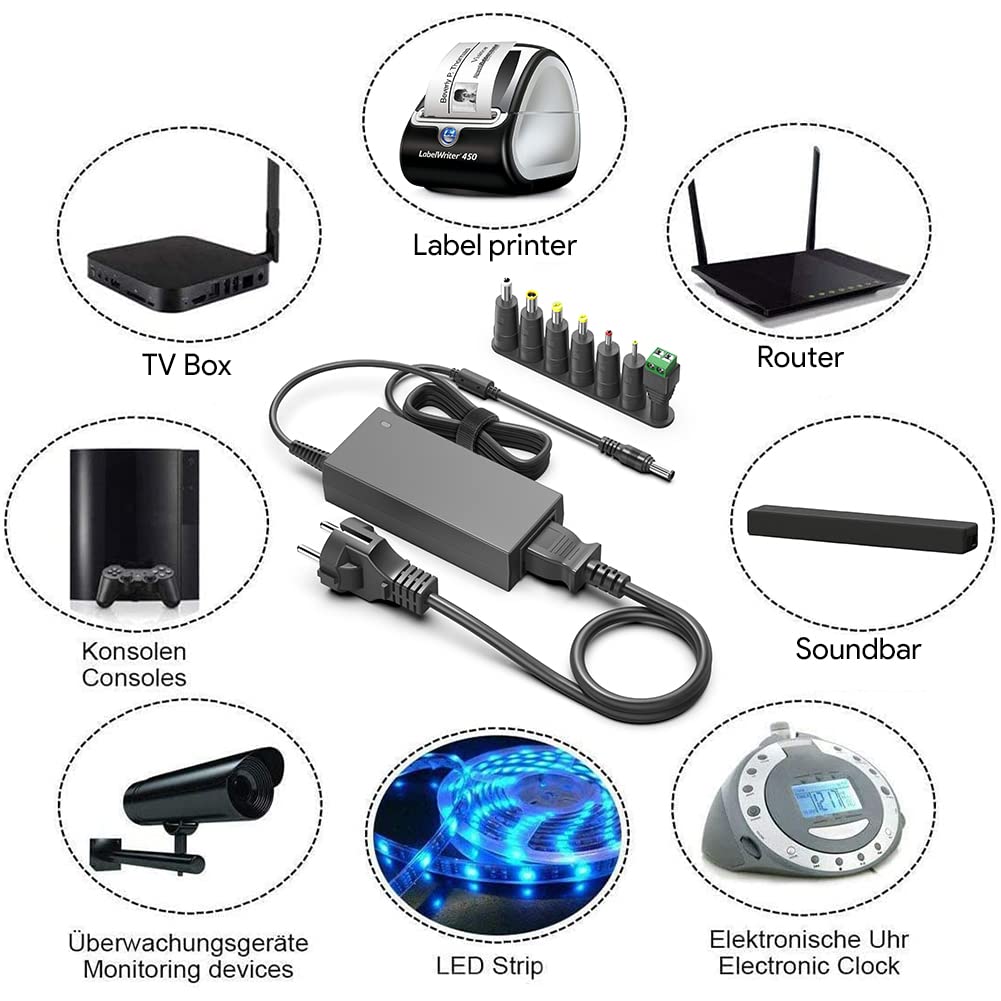 Alimentatore 12V 6A 72W AC/DC Con Spina 5.5x2.5mm Per LED Strip, Monitor, Hard Disk Esterno, Garanzia 24 Mesi