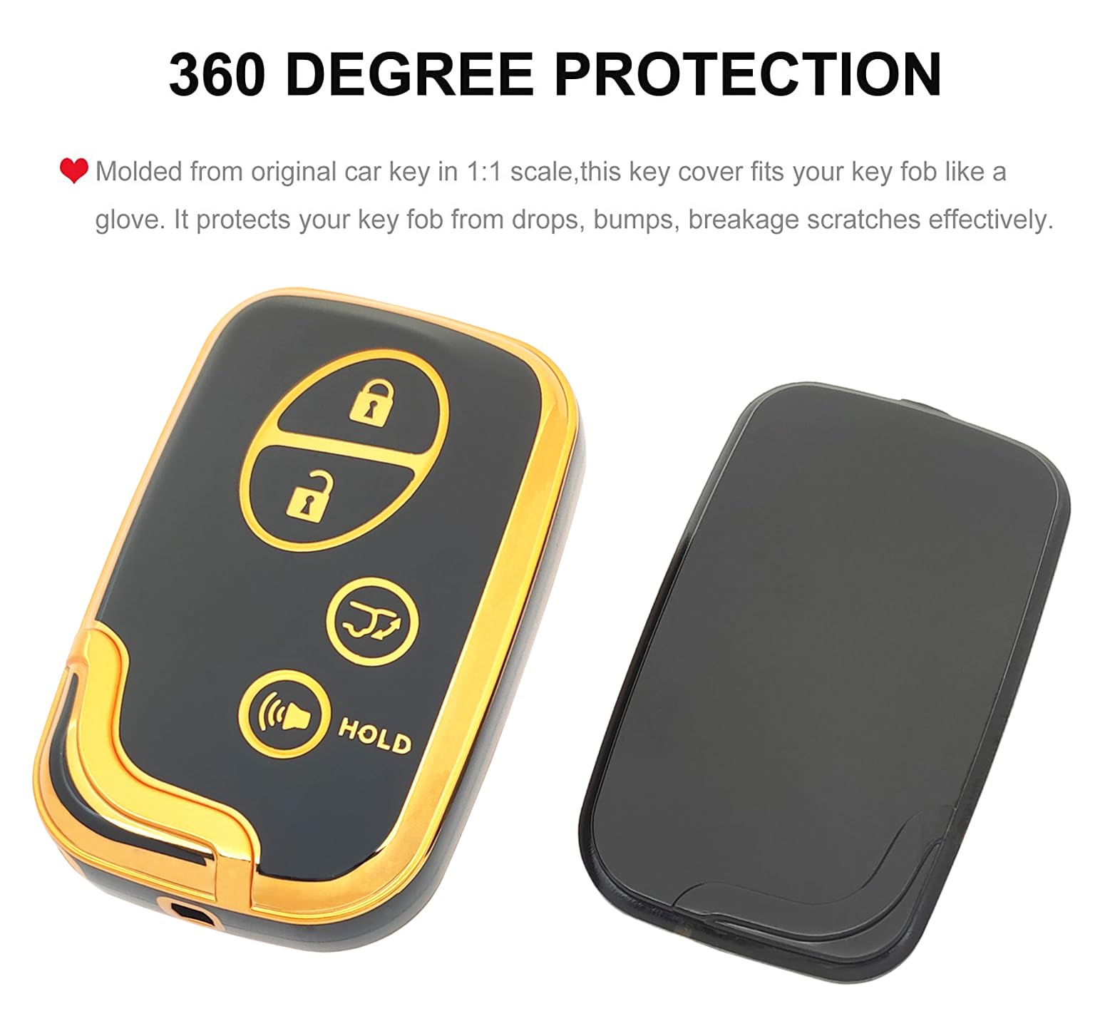 2-Pack Lexus Smart Key Fob Cover Set - Black & Red Silicone Skin For HYQ14AAB, HYQ14ACX (GS, IS, LS, CT)