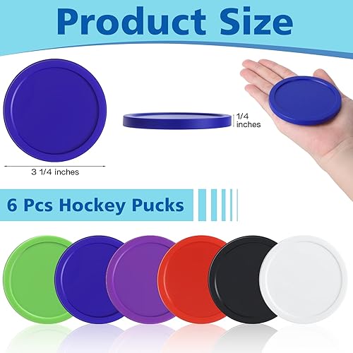Miniatura 16 de Coopay 3 1/4 Inches Air Hockey Pucks 6 Pack Full Size Heavy Replacement Pucks for Game Tables Equipment Accessories Negro