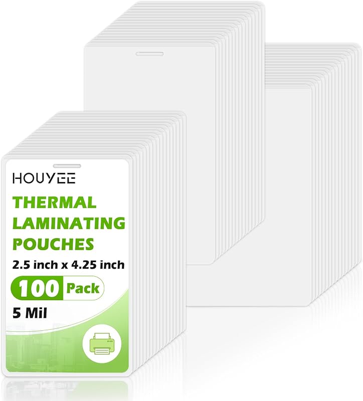 100 Pack 5Mil Thermal Laminating Pouches ID Badge Size, with Hole | 2.5 x 4.25 Inches ID Card Laminate Pouches, Ultra Clear HeatSeal Laminating Sheets for Name Badges, Luggage Tags, Office Use