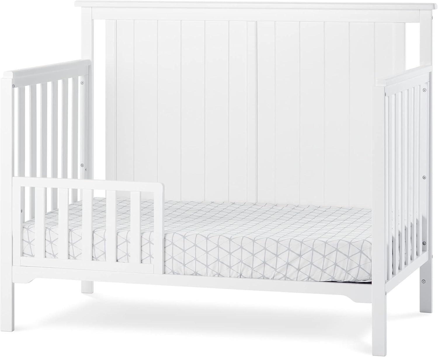 Child Craft Cottage 3-Piece Nursery Set with Flat Top 4-in-1 Convertible Crib, 3-Drawer Dresser, and Changing Table Topper by Child Craft (Matte White) : Baby
