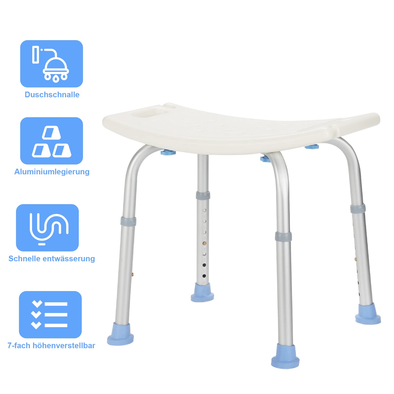 Randaco Taburete de Ducha,Altura Regulable de 35-55 cm, Asiento de bañera para Personas Mayores,soporta hasta 136kg Antideslizante,para Personas Mayores,Embarazadas
