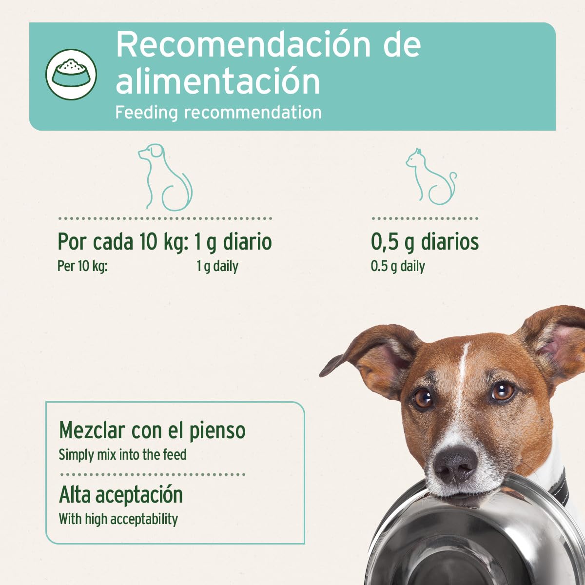 AniForte Denta Clean and Care Powder 300g para perros y gatos. Producto natural para dientes blancos, aliento fresco y prevención de Plaque. Cuidado dental en polvo.