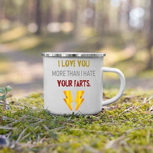 Miniatura 2 de Based-on-humor Valentine's Day Gift for Partner - I Love You More Than I Hate Your Farts, 12 Oz White Stainless Steel Camping Mug
