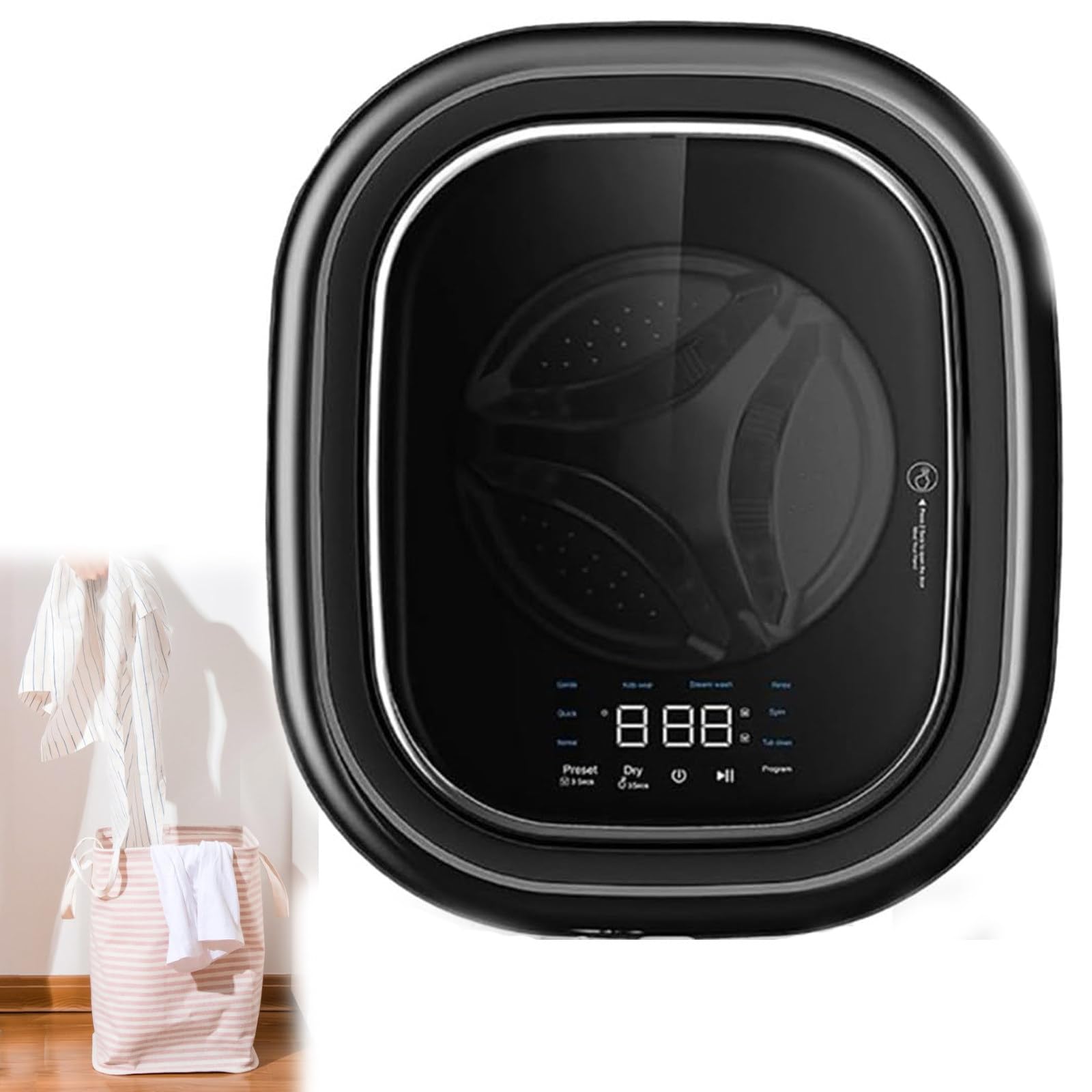 Lavadora de pared de 3 kg, minilavadora automática, lavadora y secadora completamente automáticas, lavado a alta temperatura y bajo nivel de ruido, para calcetines/ropa interior
