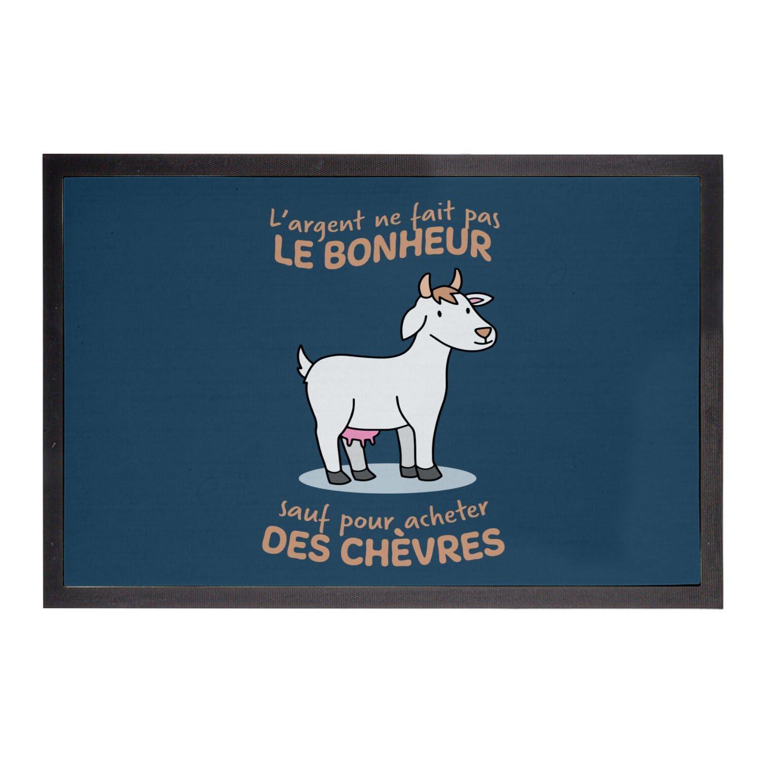 Paillasson chèvre bleu 60x40cm absorbant et antidérapant pour entrée propre