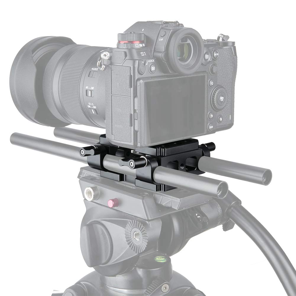 NICEYRIG Piastra base per treppiede con morsetto a staffa da 15mm per sistema di supporto a rulli da 15 mm per fotocamera DSLR