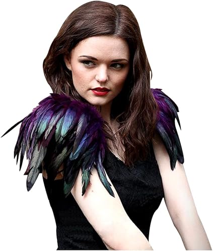 Miniatura 2 de L'VOW Correa de hombro gótica de plumas reales naturales para Halloween, carnaval, paquete de 2