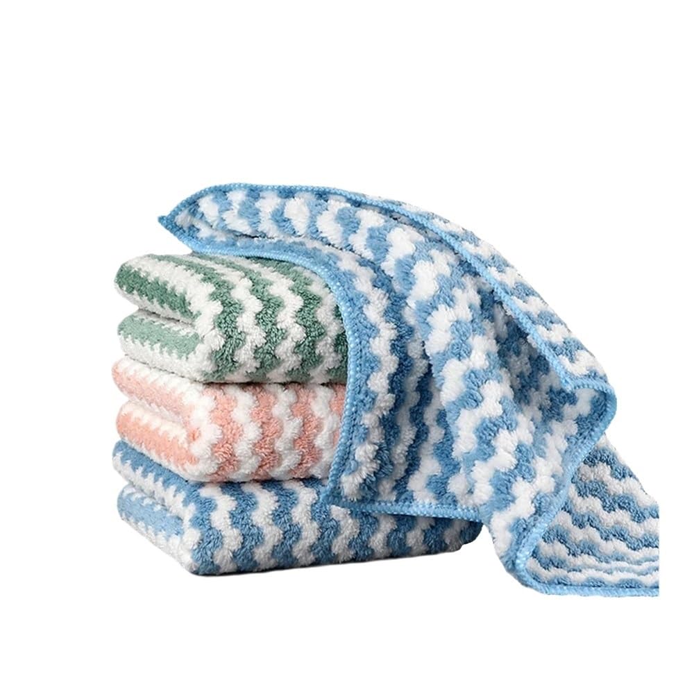Jobaojiang 5pcs/10pcs Kitchen Dishwashing Cloth Fine Fiber Water Absorbent Cleaning Cloth Multipurpose Household Cleaning Tools(5pcs G592A)
