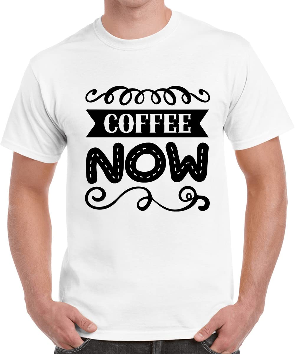 Caseria Men's Round Neck Cotton Half Sleeved T-Shirt with Printed Graphics - Now A Coffee