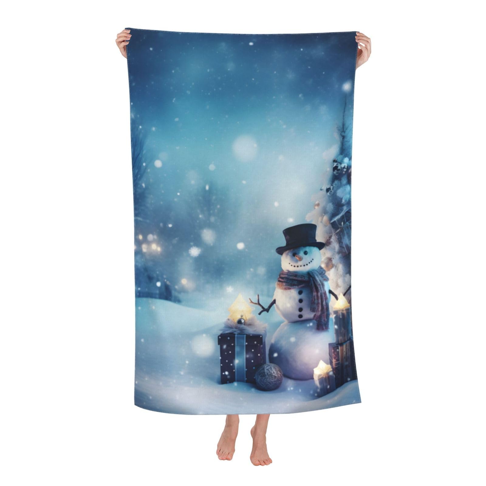 LSRCPD Beach Towels Christmas Snowman Gym Camping Pool Sports For Adults Men 80X130Cm