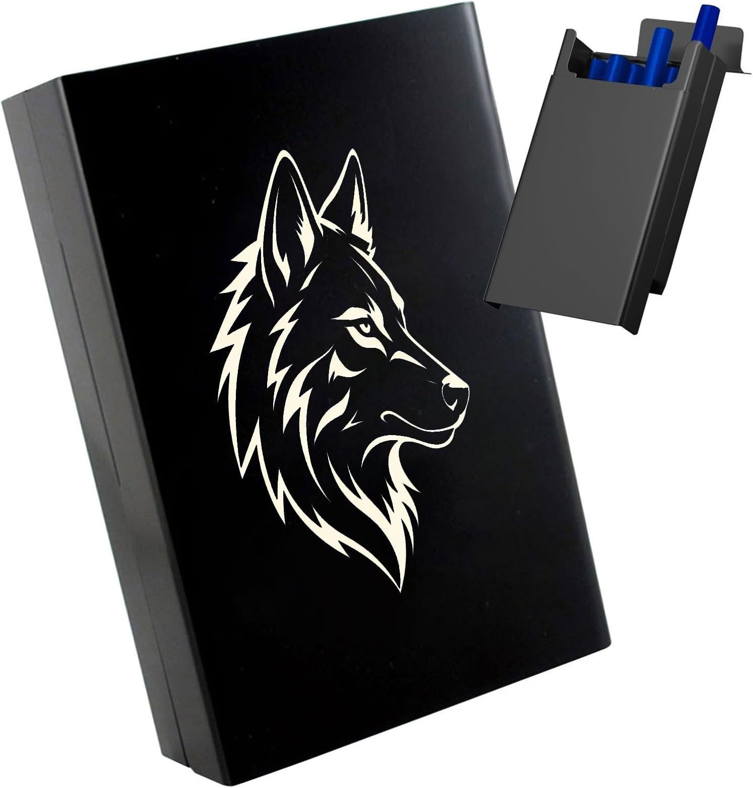 Cigarette case Box Vintage Metal Storage Black Cigarettes Holder Automatic Sliding Cover Design，14-20 Item Capacity No-Touch Delivery(B)