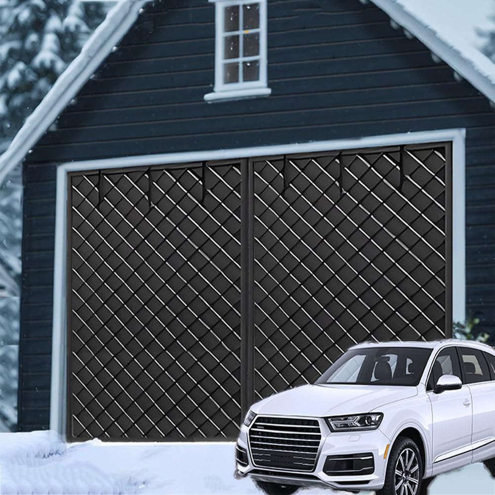 Garage Door Insulating Curtain with Magnets, Garage Door Screen for Winter,Hanging Door Curtain, Thermal Curtain,Cold Protection, Garage Cover Protection 183cm-549cm,Black,W305xH244cm